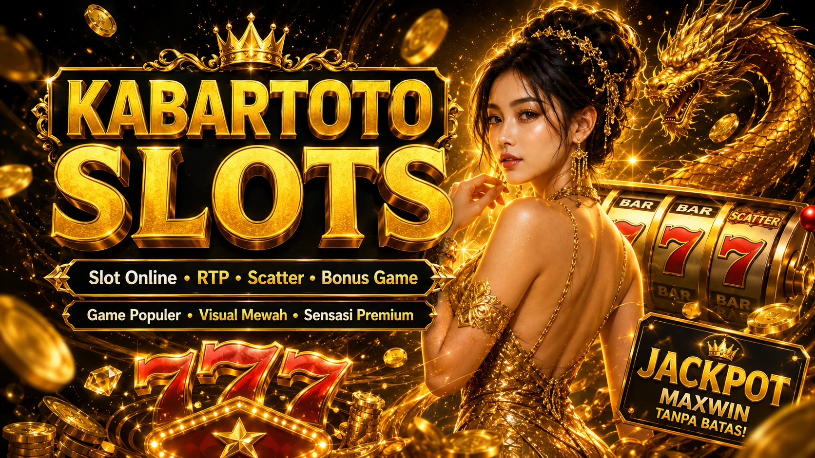 Banner halaman Slots KABARTOTO dengan tema slot online mewah