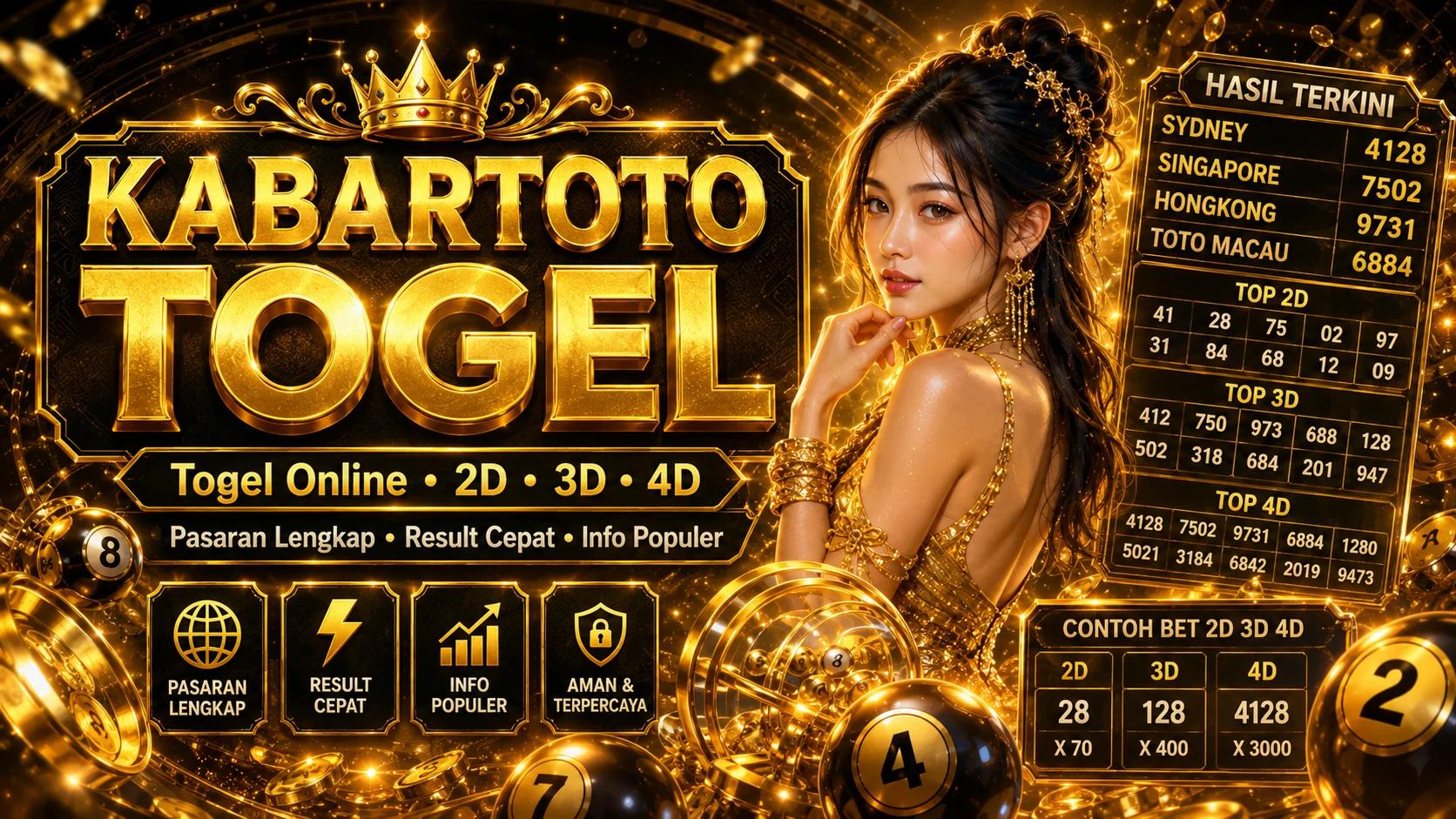 Banner halaman Togel KABARTOTO dengan papan hasil dan nuansa emas